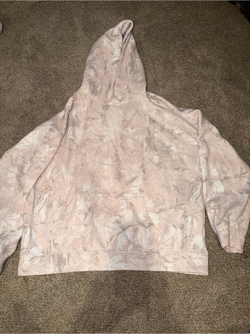 Hollister Pink & Cream Tie-Dye Crew Neck Hoodie